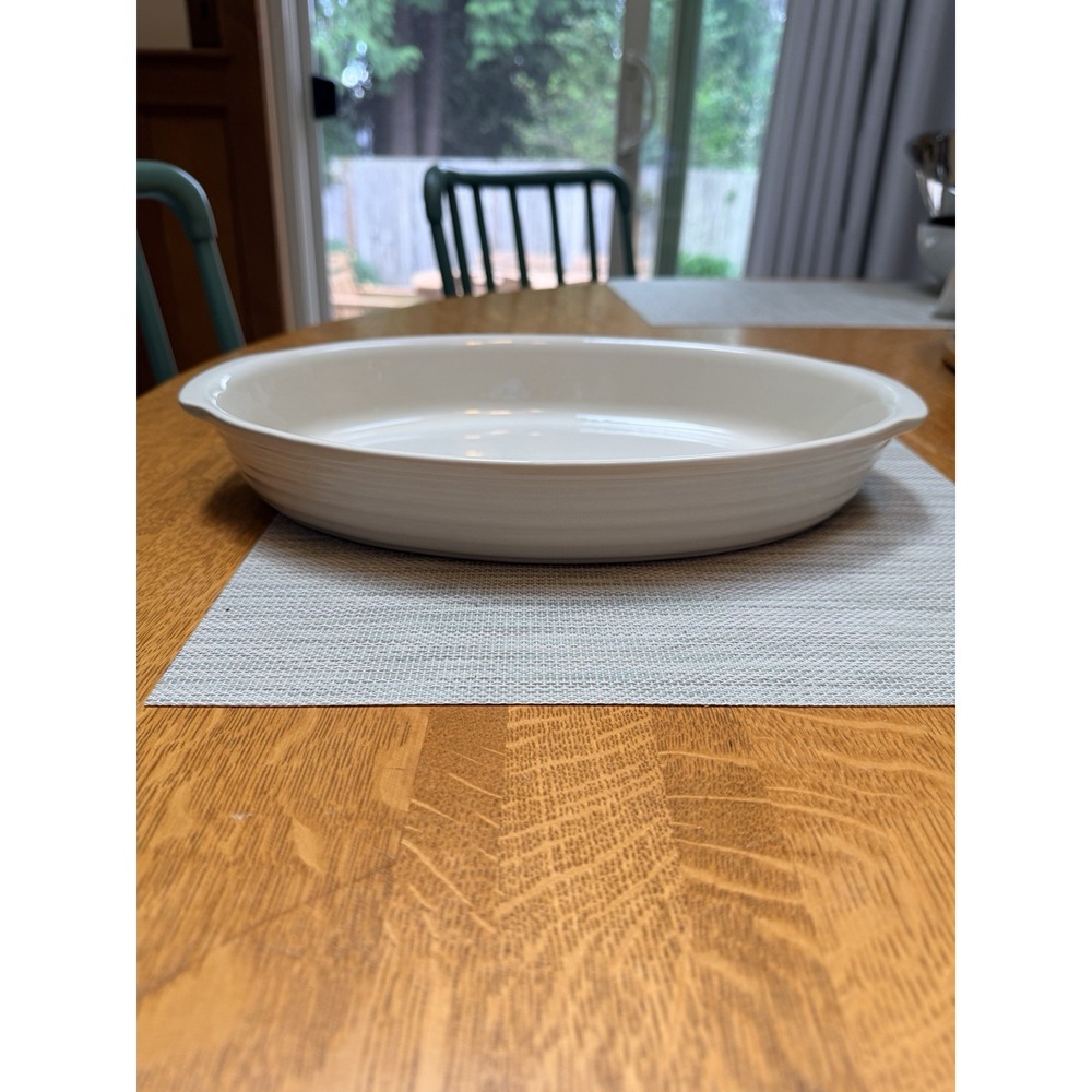 Emile Henry France Cream 13.25" Oval Ribbed Casserole Dish NWOT